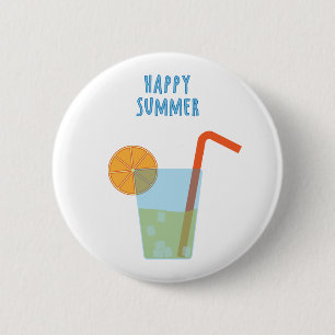 Badge Rond 5 Cm Bouton Été Heureux Avec Un Cocktail