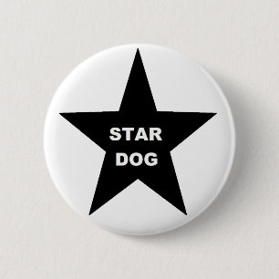Badge Rond 5 Cm Bouton étoile chien sur Black Star