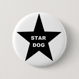 Badge Rond 5 Cm Bouton étoile chien sur Black Star