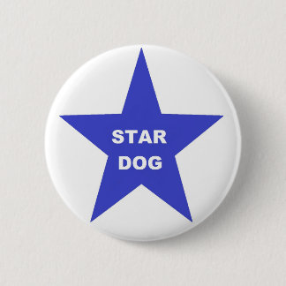 Badge Rond 5 Cm Bouton étoile chien sur Blue Star