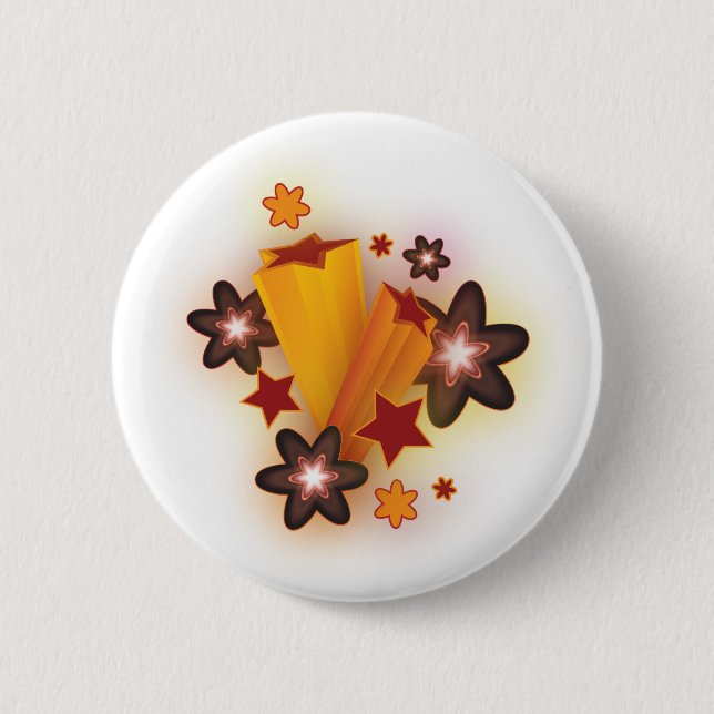 Badge Rond 5 Cm Bouton étoile d'automne (Devant)