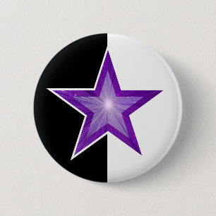 Badge Rond 5 Cm Bouton étoile violette noir blanc