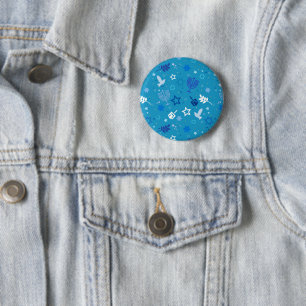 Badge Rond 5 Cm Bouton Étoiles Hanoukka