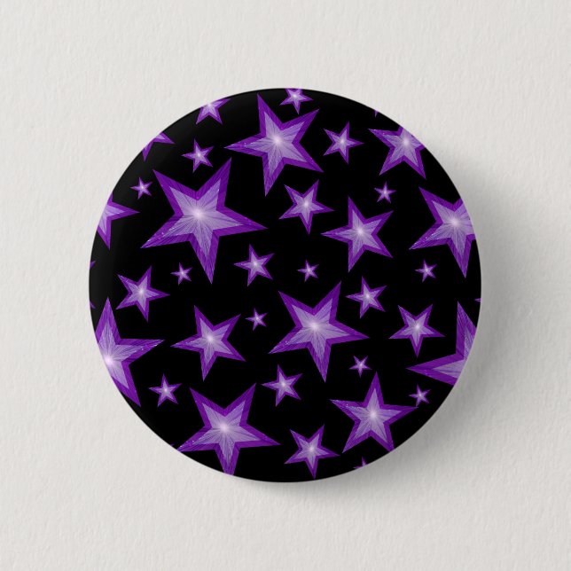 Badge Rond 5 Cm Bouton Étoiles violettes noir (Devant)