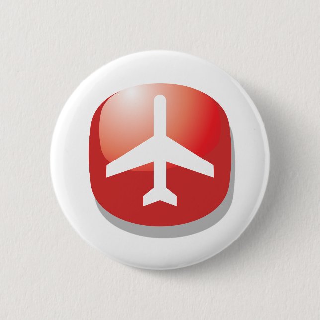 Badge Rond 5 Cm Bouton Facile rouge de l'avion (Devant)