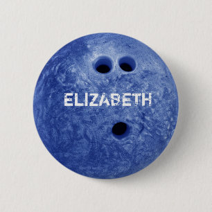 Badge Rond 5 Cm Bouton fait sur commande de boule de bowling bleu