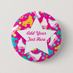 Badge Rond 5 Cm Bouton fait sur commande de Pin de rétros roses