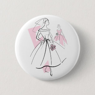 Badge Rond 5 Cm Bouton Fashion Bride Groupe rose