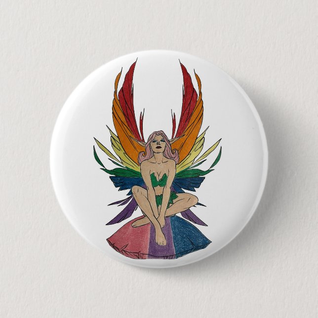 Badge Rond 5 Cm Bouton Féerie bisexuel (Devant)