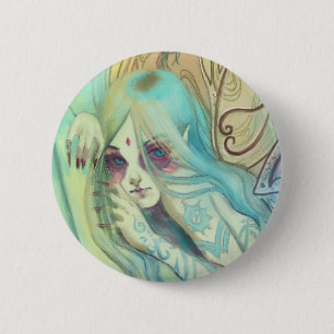 Badge Rond 5 Cm Bouton féerique bleu