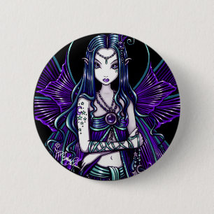 Badge Rond 5 Cm Bouton féerique céleste pourpre de "Zoe"