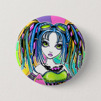 Badge Rond 5 Cm Bouton féerique gothique de Cyber d'arc-en-ciel de