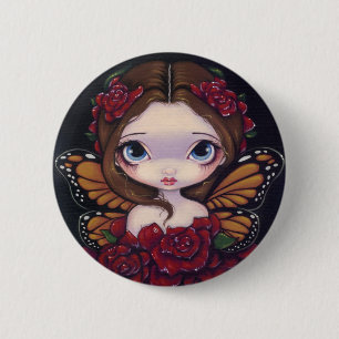 Badge Rond 5 Cm " Bouton féerique "rose