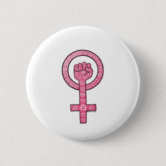 Badge Rond 5 Cm Bouton féministe de poing