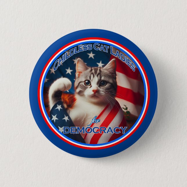 Badge Rond 5 Cm Bouton Femme de chat sans enfant (Devant)