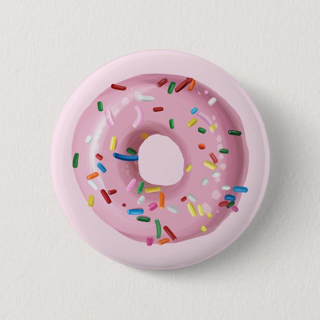 Badge Rond 5 Cm Bouton Fête de l'Anniversaire rose Saupoudrer (Devant)