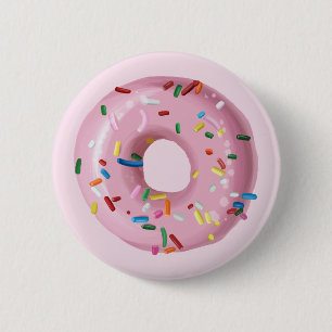 Badge Rond 5 Cm Bouton Fête de l'Anniversaire rose Saupoudrer