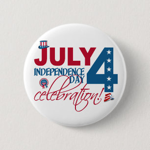 Badge Rond 5 Cm Bouton Fête du 4 JUILLET