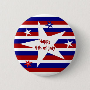 Badge Rond 5 Cm Bouton Fête Étoiles et bandes