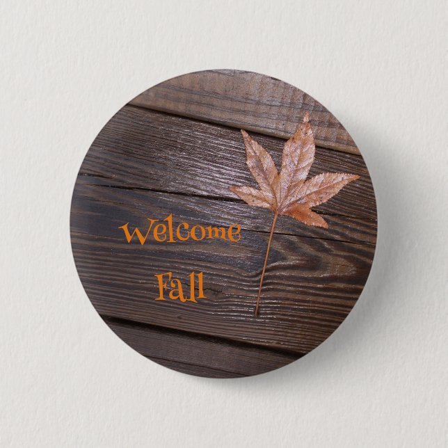 Badge Rond 5 Cm Bouton Feuille d'automne de bienvenue (Devant)