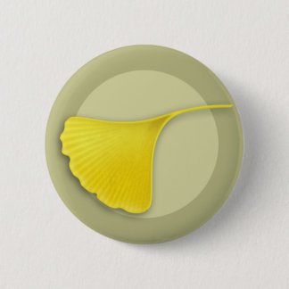 Badge Rond 5 Cm Bouton Feuille Ginkgo automne