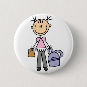 Badge Rond 5 Cm Bouton Fille avec sac à dos