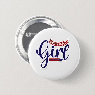 Badge Rond 5 Cm Bouton fille conservatrice