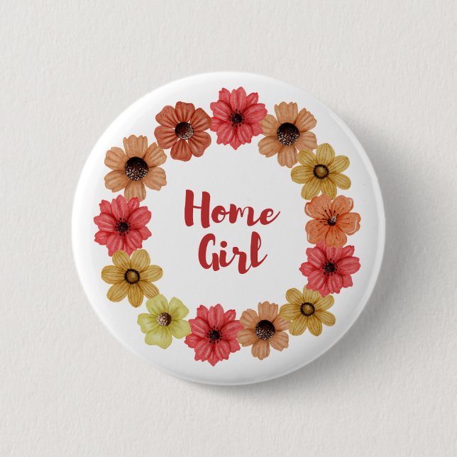 Badge Rond 5 Cm Bouton Fille d'Accueil (Devant)