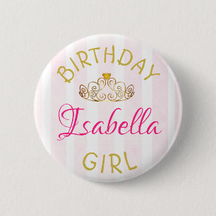 Badge Rond 5 Cm Bouton Fille d'anniversaire