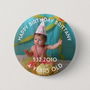 Badge Rond 5 Cm Bouton Fille d'anniversaire personnalisé