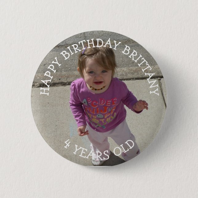 Badge Rond 5 Cm Bouton Fille d'anniversaire personnalisé (Devant)