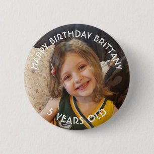 Badge Rond 5 Cm Bouton Fille d'anniversaire personnalisé