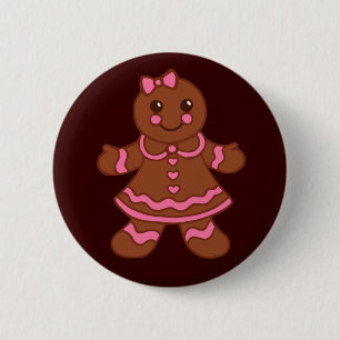 Badge Rond 5 Cm Bouton fille pain d'épices