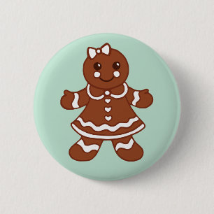 Badge Rond 5 Cm Bouton Fille Pain d'épices de Noël