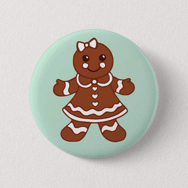 Badge Rond 5 Cm Bouton Fille Pain d'épices de Noël (Devant)