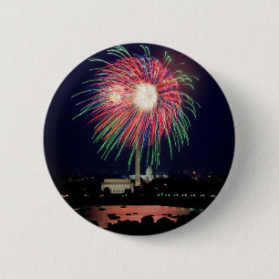 Badge Rond 5 Cm Bouton Fireworks