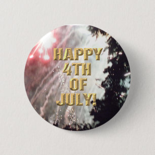 Badge Rond 5 Cm Bouton Fireworks 14 4 juillet