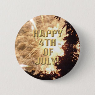 Badge Rond 5 Cm Bouton Fireworks 15 4 juillet