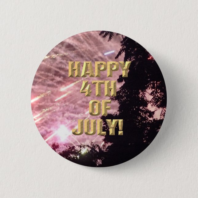 Badge Rond 5 Cm Bouton Fireworks 17 4 juillet (Devant)