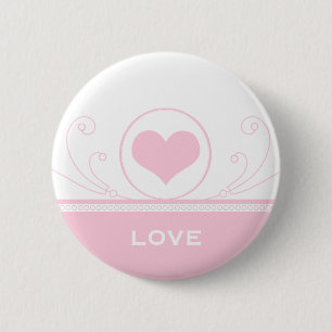 Badge Rond 5 Cm Bouton Flacon Coeur Mod, Rose Clair