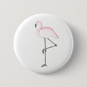 Badge Rond 5 Cm Bouton Flamant rose