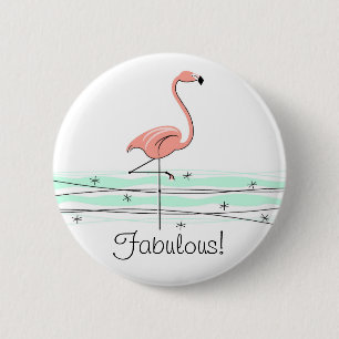 Badge Rond 5 Cm Bouton Flamant rose Océan 'Fabuleux ! '