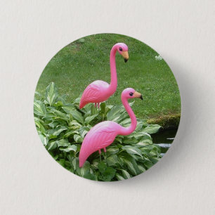 Badge Rond 5 Cm Bouton FLAMANTS ROSES PINK