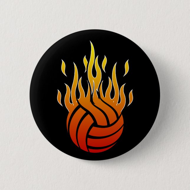 Badge Rond 5 Cm Bouton flamboyant de volleyball (Devant)