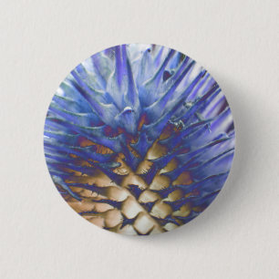 Badge Rond 5 Cm Bouton Flamme Bleu Grass Sauvage