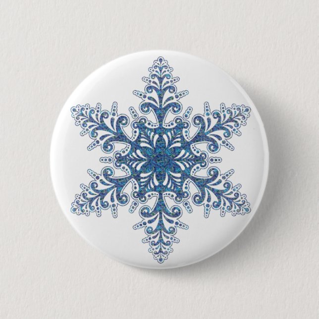 Badge Rond 5 Cm Bouton Flèche de neige bleu (Devant)