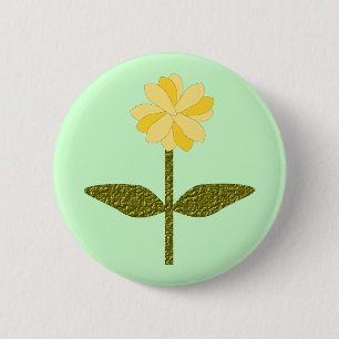 Badge Rond 5 Cm Bouton Fleur de marguerite jaune