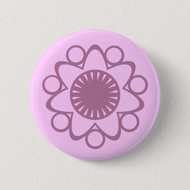 Badge Rond 5 Cm Bouton Fleur de Vie, Lavande (Devant)