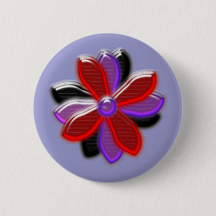 Badge Rond 5 Cm Bouton Fleur Faisy Brillant