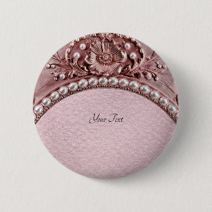 Badge Rond 5 Cm Bouton Fleur Rose